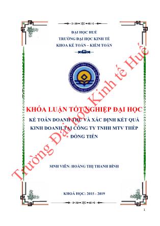 Khóa luận Kế toán doanh thu và xác định kết quả kinh doanh tại Công ty TNHH MTV thép Đồng Tiến