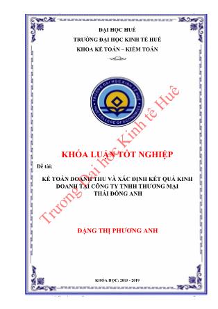 Khóa luận Kế toán doanh thu và xác định kết quả kinh doanh tại Công ty TNHH Thương mại Thái Đông Anh