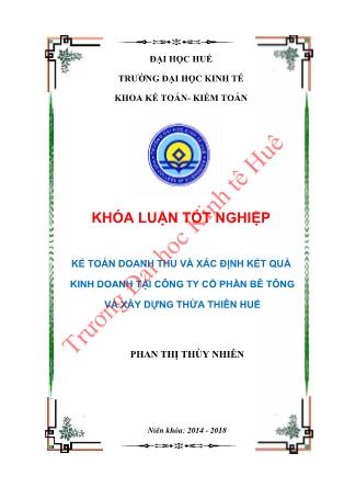 Khóa luận Kế toán doanh thu và xác định kết quả kinh doanh tại Công ty Cổ phần Bê tông và Xây dựng Thừa Thiên Huế