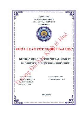 Khóa luận Kế toán quản trị chi phí tại Công ty Bảo hiểm Bưu điện Thừa Thiên Huế