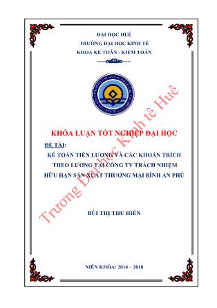 Khóa luận Kế toán Tiền lương và các khoản trích theo lương tại Công ty TNHH sản xuất thương mại Bình An Phú