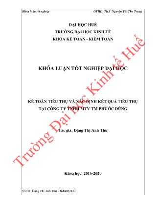 Khóa luận Kế toán tiêu thụ và xác định kết quả tiêu thụ tại Công ty TNHH MTV TM Phước Dũng