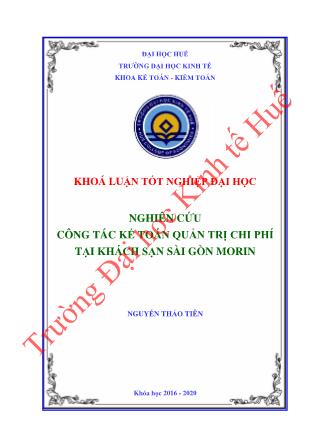 Khóa luận Nghiên cứu công tác kế toán quản trị chi phí tại Khách sạn Sài Gòn Morin