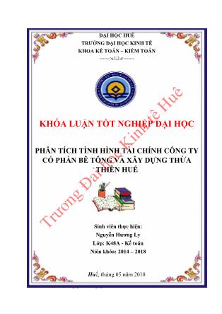 Khóa luận Phân tích tình hình tài chính Công ty Cổ phần bê tông và xây dựng Thừa Thiên Huế