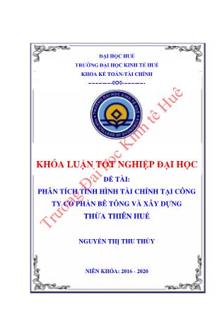 Khóa luận Phân tích tình hình tài chính tại Công ty Cổ phần bê tông và xây dựng Thừa Thiên Huế