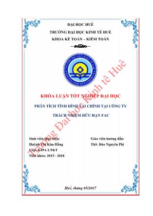 Khóa luận Phân tích tình hình tài chính tại Công ty Trách nhiệm Hữu hạn FAC