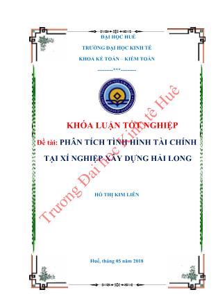 Khóa luận Phân tích tình hình tài chính tại Xí nghiệp Xây dựng Hải Long