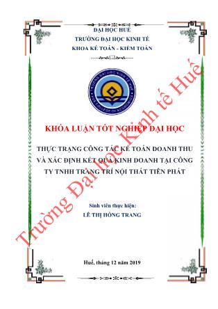Khóa luận Thực trạng công tác kế toán doanh thu và xác định kết quả kinh doanh tại Công ty TNHH trang trí nội thất Tiên Phát