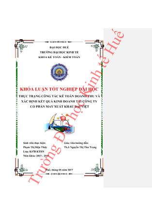 Khóa luận Thực trạng công tác kế toán doanh thu và xác định kết quả kinh doanh tại Công ty cổ phần may xuất khẩu Đại Việt