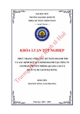 Khóa luận Thực trạng công tác kế toán doanh thu và xác định kết quả kinh doanh tại Công ty cổ phần truyền thông quảng cáo và dịch vụ du lịch Đại Bàng