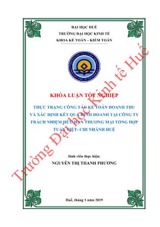 Khóa luận Thực trạng công tác kế toán doanh thu và xác định kết quả kinh doanh tại Công ty Trách nhiệm Hữu hạn Thương mại tổng hợp Tuấn Việt - Chi nhánh Huế