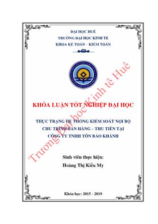 Khóa luận Thực trạng hệ thống kiểm soát nội bộ chu trình bán hàng – thu tiền tại Công ty TNHH Tôn Bảo Khánh