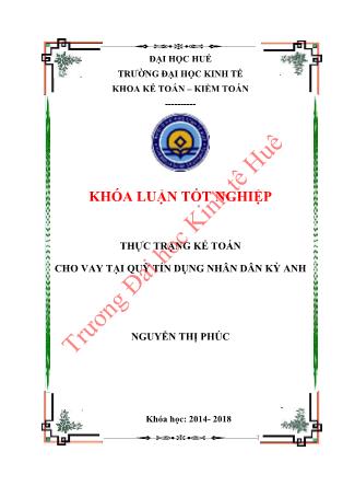 Khóa luận Thực trạng kế toán cho vay tại Quỹ tín dụng nhân dân Kỳ Anh
