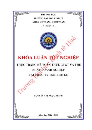 Khóa luận Thực trạng kế toán thuế GTGT và thu nhập doanh nghiệp tại Công ty TNHH Hitec