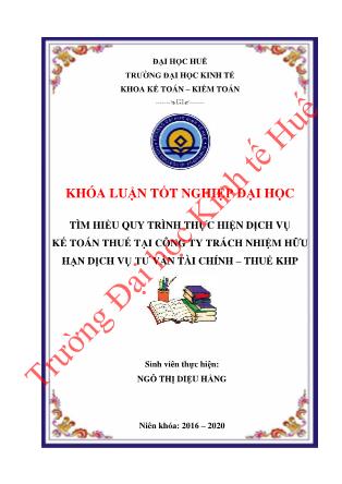 Khóa luận Tìm hiểu quy trình thực hiện dịch vụ kế toán thuế tại Công ty TNHH Dịch vụ Tư vấn Tài chính – Thuế KHP