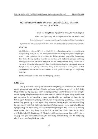 Một số phương pháp xác định chủ đề của câu văn bản trong hệ tư vấn