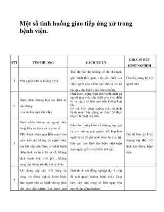 Một số tình huống giao tiếp ứng xử trong bệnh viện