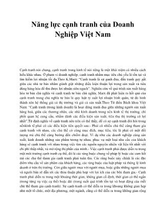 Năng lực cạnh tranh của Doanh Nghiệp Việt Nam