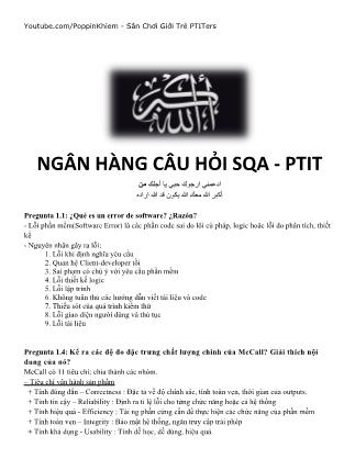 Ngân hàng câu hỏi SQA - PTIT