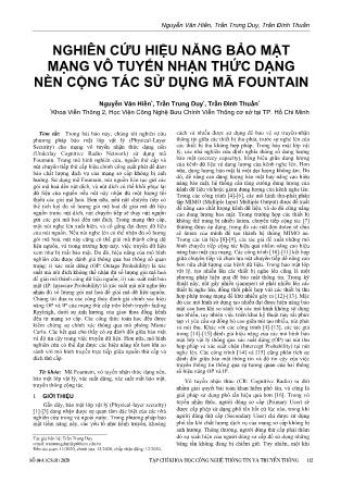 Nghiên cứu hiệu năng bảo mật mạng vô tuyến nhận thức dạng nền cộng tác sử dụng mã Fountain