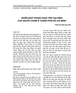 Ngôn ngữ trong giao tiếp gia đình của người Chăm ở thành phố Hồ Chí Minh
