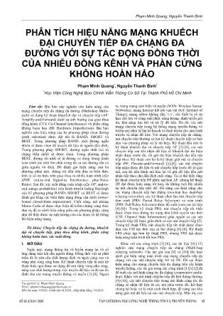 Phân tích hiệu năng mạng khuếch đại chuyển tiếp đa chặng đa đường với sự tác động đồng thời của nhiễu đồng kênh và phần cứng không hoàn hảo
