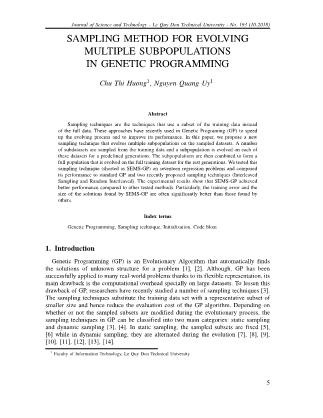 Sampling method for evolving multiple subpopulations in genetic programming