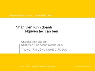 Tài liệu Chương trình đào tạo Nhân viên Kinh doanh - Nguyên tắc căn bản