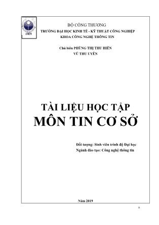 Tài liệu học tập môn Tin cơ sở