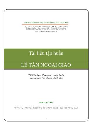 Tài liệu tập huấn Lễ tân ngoại giao