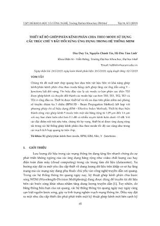 Thiết kế bộ ghép/phân kênh phân chia theo mode sử dụng cấu trúc chữ Y bất đối xứng ứng dụng trong hệ thống MDM