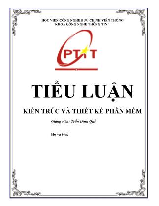 Tiểu luận Kiến trúc và thiết kế phần mềm
