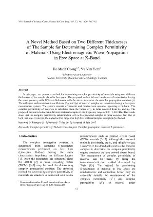 A novel method based on two different thicknesses of the sample for determining complex permittivity of materials using electromagnetic wave propagation in free space at X-band