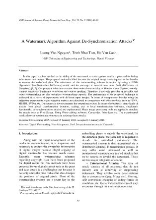 A watermark algorithm against de-synchronization attacks