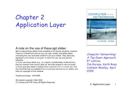 Bài giảng Computer Networking - Chapter 2: Application Laye - Lê Ngọc Sơn