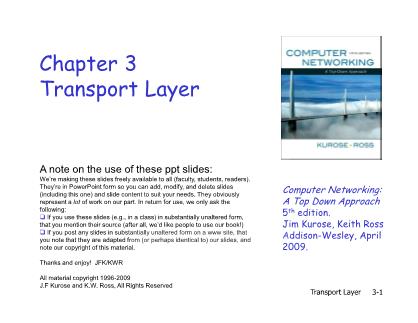Bài giảng Computer Networking - Chapter 3: Transport Layer - Lê Ngọc Sơn
