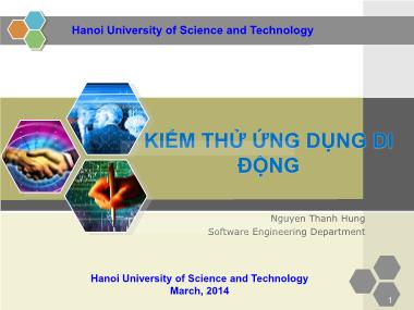 Bài giảng Kiểm thử phần mềm - Chương 6: Kiểm thử ứng dụng di động - Nguyễn Thanh Hùng