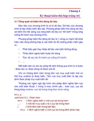 Bài giảng Kiểm thử phần mềm (Software testing) - Chương 4: Kỹ thuật kiểm thử hộp trắng (Tiếp theo) - Nguyễn Văn Hiệp