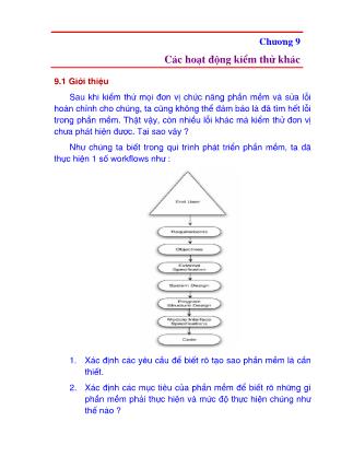 Bài giảng Kiểm thử phần mềm (Software testing) - Chương 9: Các hoạt động kiểm thử khác - Nguyễn Văn Hiệp