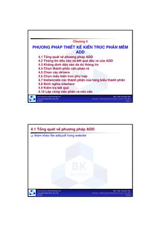 Bài giảng Kiến trúc phần mềm - Chương 4: Phương pháp thiết kế kiến trúc phần mềm ADD