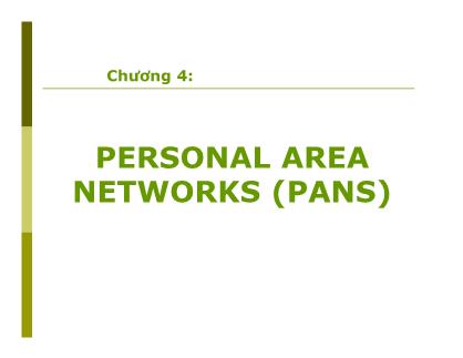 Bài giảng Mạng không dây - Chương 4: Personal area networks (PANS)