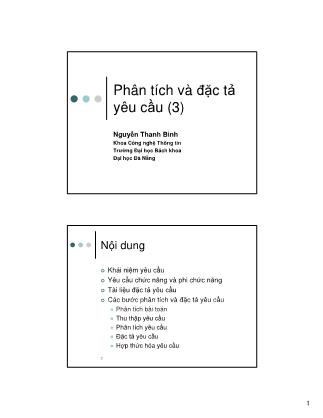 Bài giảng Nhập môn Công nghệ phần mềm - Chương 3: Phân tích và đặc tả yêu cầu - Nguyễn Thanh Bình