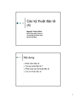 Bài giảng Nhập môn Công nghệ phần mềm - Chương 4: Các kỹ thuật đặc tả - Nguyễn Thanh Bình