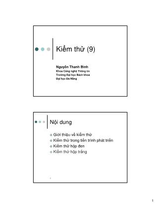 Bài giảng Nhập môn Công nghệ phần mềm - Chương 9: Kiểm thử - Nguyễn Thanh Bình
