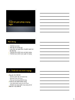 Bài giảng Phân tích và thiết kế mạng - Chương 3: Thiết kế giải pháp mạng logic - Vũ Chí Cường