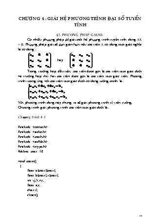 Bài giảng Phương pháp tính - Chương 4: Giải hệ phương trình đại số tuyến tính