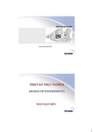 Bài giảng Thiết kế thực nghiệm - Chương 1: Thiết kế thí nghiệm - Trần Ngọc Hiền