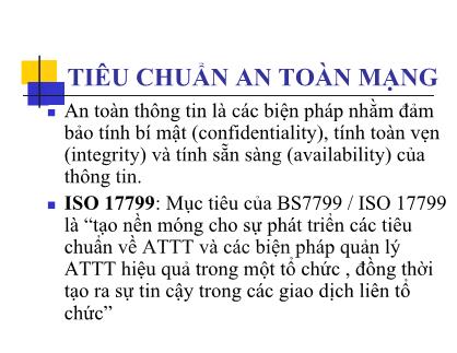 Bài giảng Tiêu chuẩn an toàn mạng
