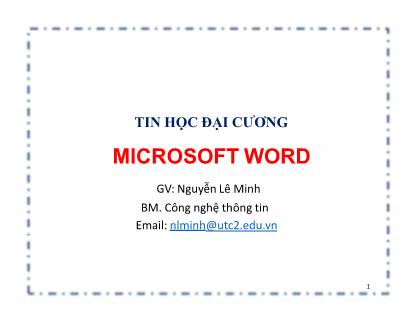 Bài giảng Tin học đại cương - Microsoft Word - Nguyễn Lê Minh