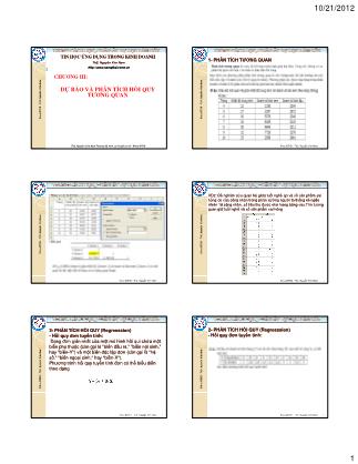 Bài giảng Tin học ứng dụng trong kinh doanh - Chương 3: Dự báo và phân tích hồi quy tương quan - Nguyễn Kim Nam